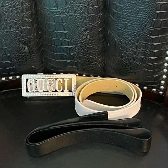 Rhinestone belt buckle with 2 belts display picture 1